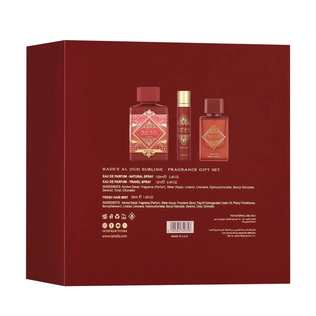 Lattafa Set Badeé Al Oud Sublime 100Ml+50Ml+12Ml EDP (U) - Image 3